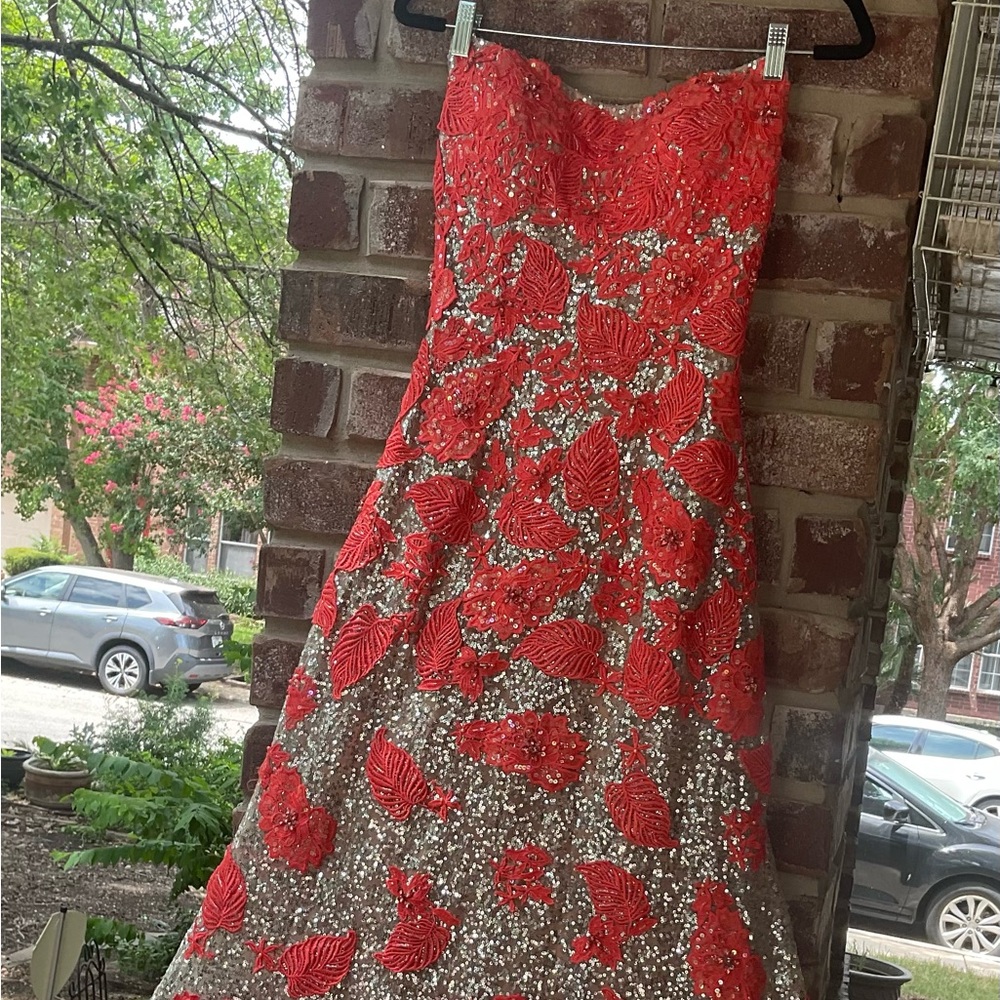 Sherri Hill Original Gown | Size 14 | Nude & Orange Sequin Dress | Worn Once